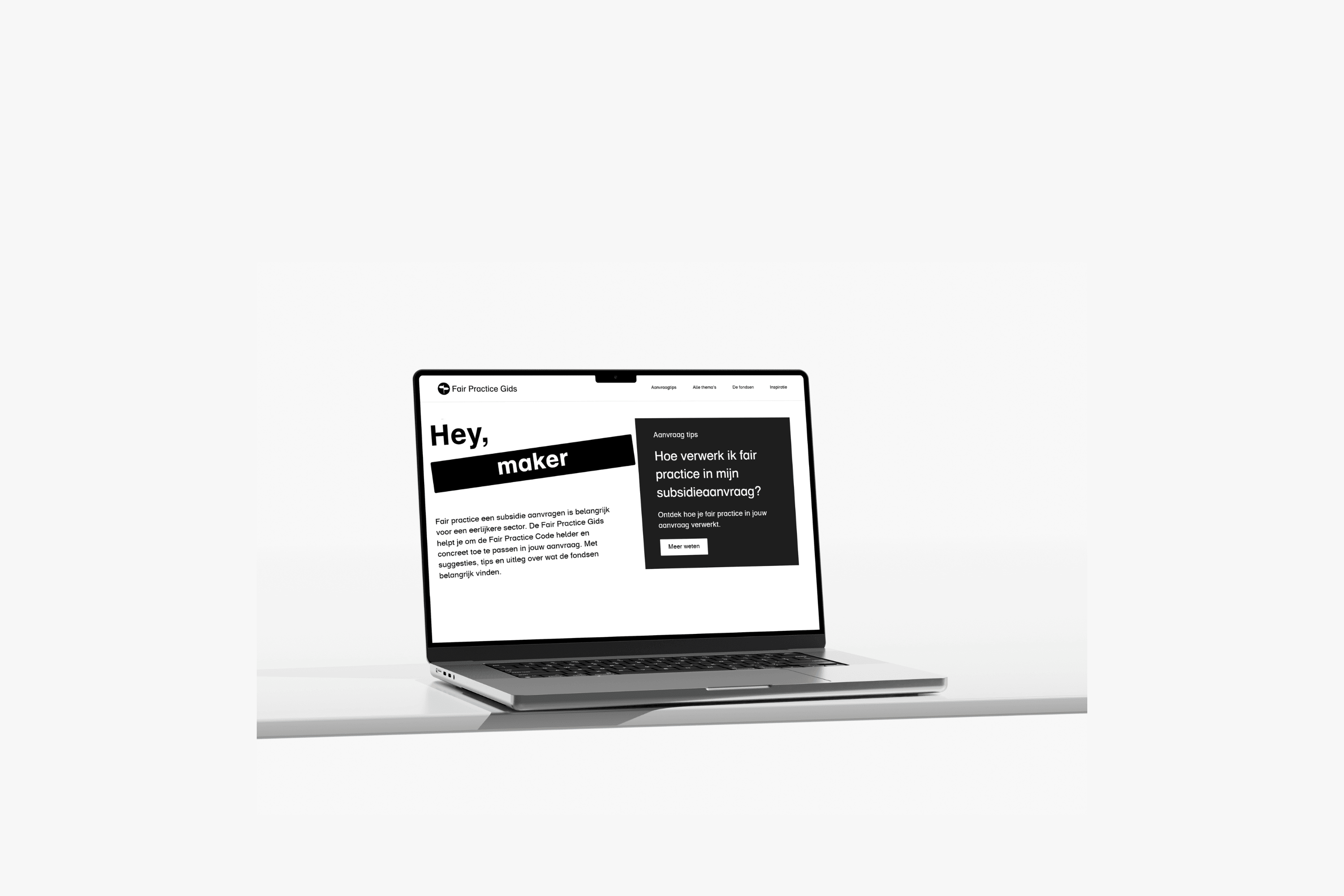 Laptop met daarop de website van de Fair Practice Gids openstaan. 