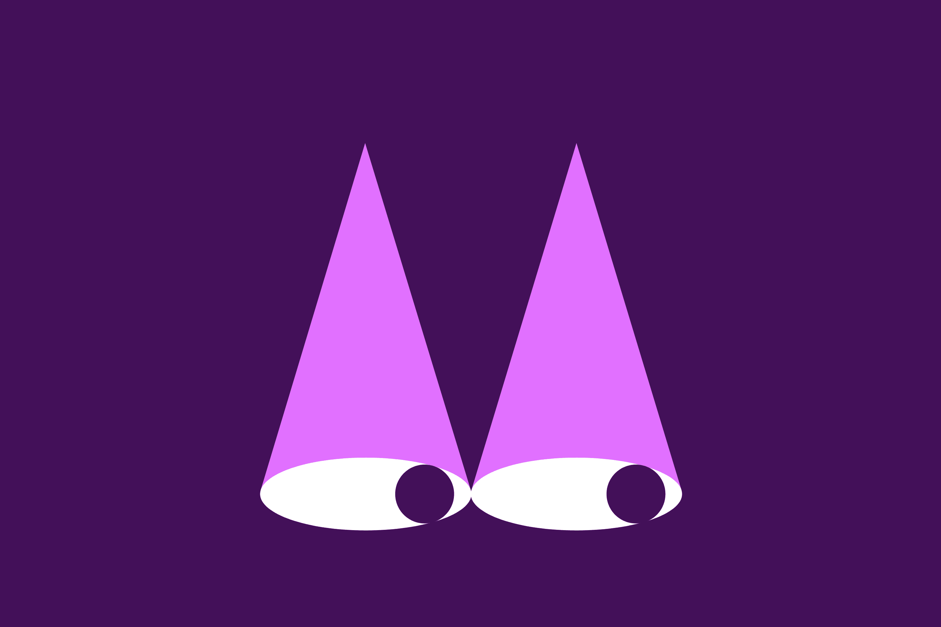 Illustratie van twee spotlights met daarin puntjes die ook als ogen gezien kunnen worden.